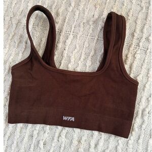 WHITE FOX ACTIVE Ribbed Seamless Cropped Sports‎ Bra Top Brown M Gym Athletic